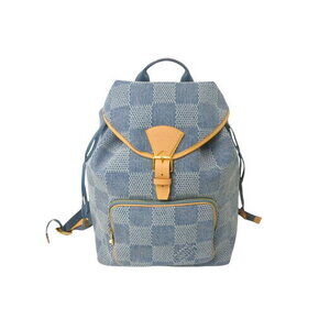 Louis Vuitton Montsouris Backpack Damier Denim canvas tan leather